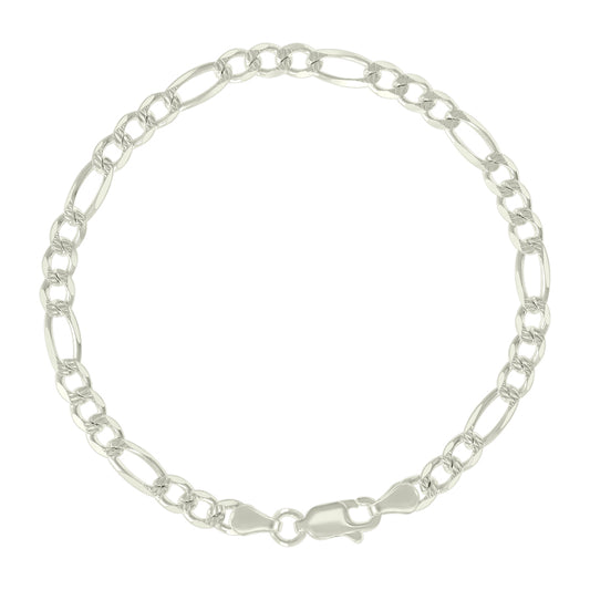 925 Sterling Silver Solid Pave Classic Figaro Silver Plated 120 5.0mm
