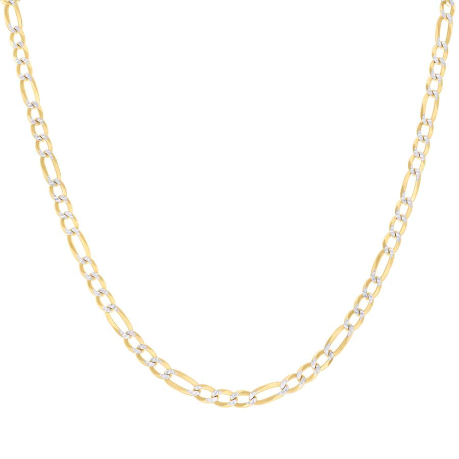 925 Sterling Silver Pave Super Flat Figaro Chain Two Tone 150 4.7mm