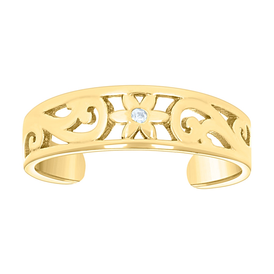 10Kt Gold Cz Toe Ring