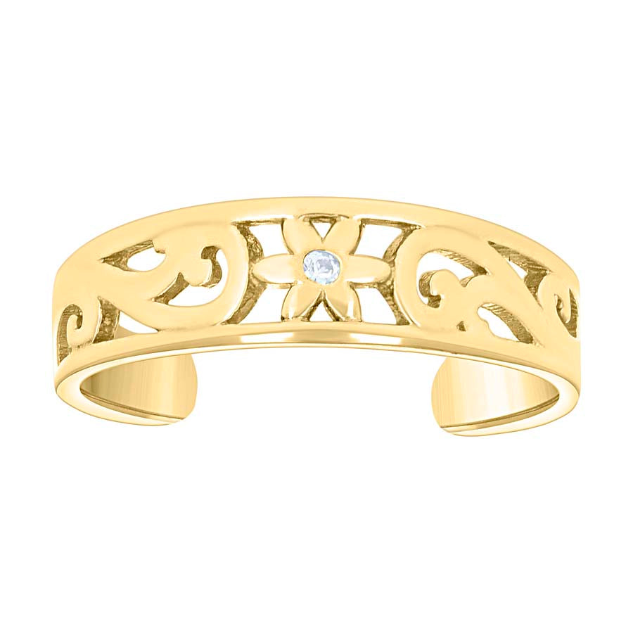 14Kt Gold Cz Toe Ring