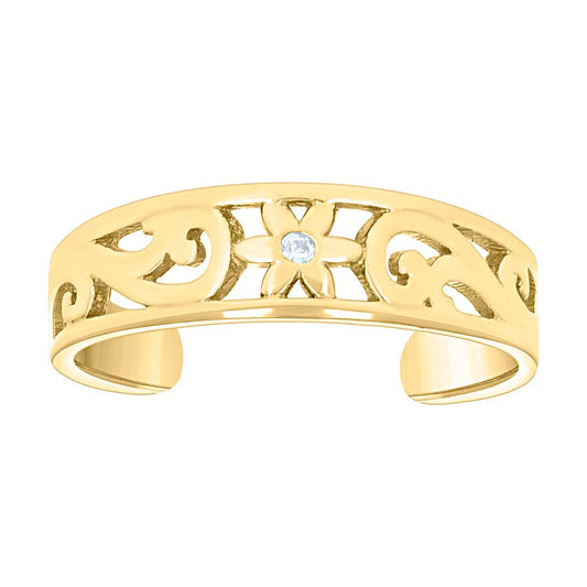 14Kt Gold Cz Toe Ring