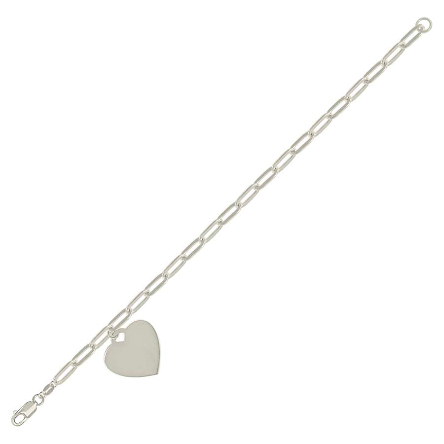 925 Sterling Silver Heart Silver Plated Bracelet 7
