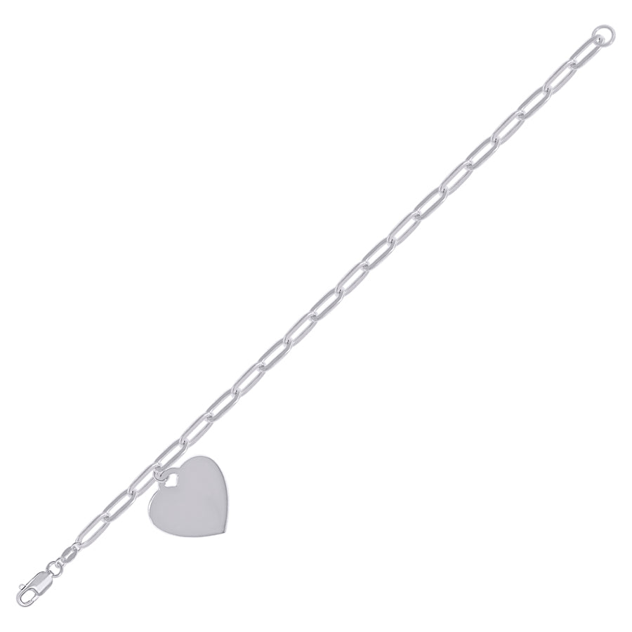 925 Sterling Silver Heart Silver Plated Bracelet 7