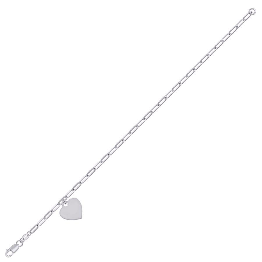 925 Sterling Silver Heart Rhodium Plated Bracelet