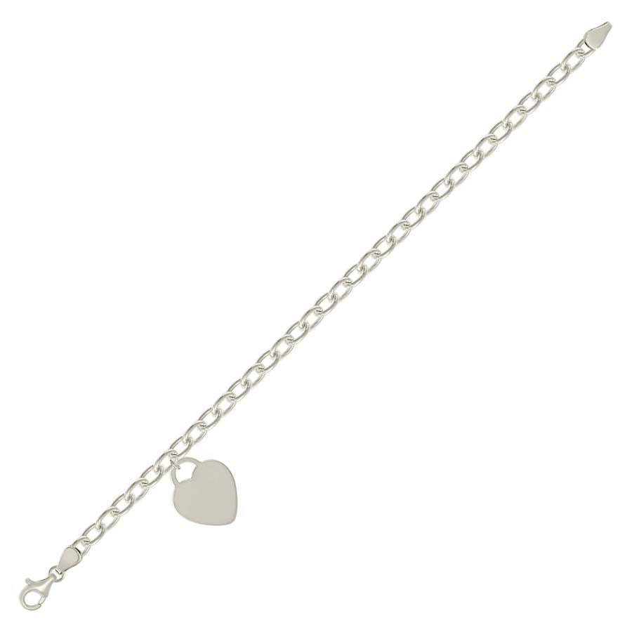 925 Sterling Silver Heart Silver Plated Bracelet 7