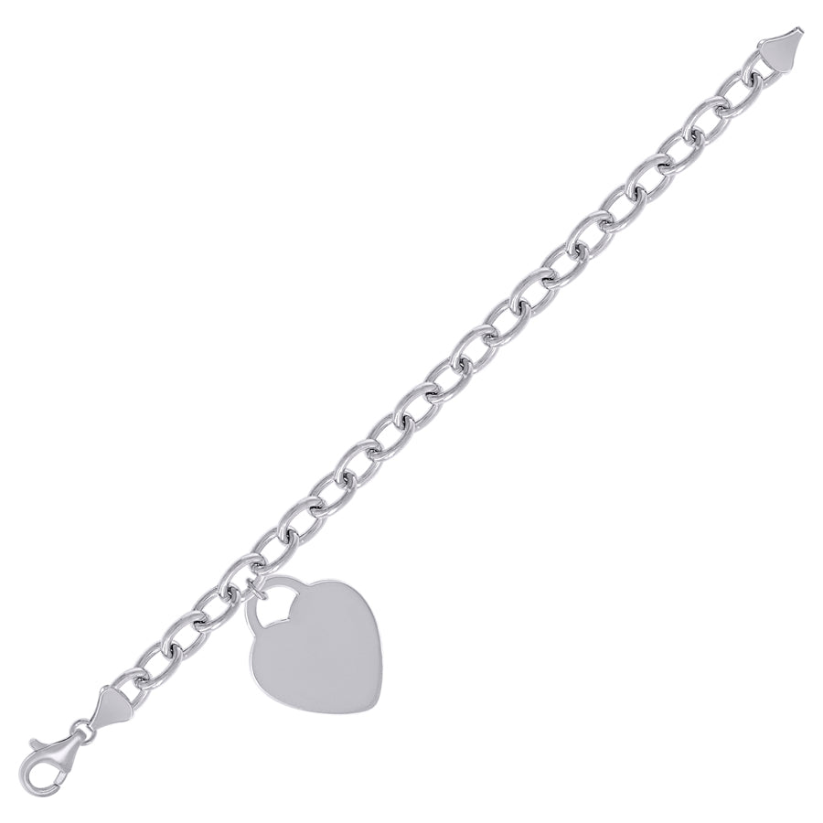 925 Sterling Silver Heart Rhodiumplated Bracelet 7