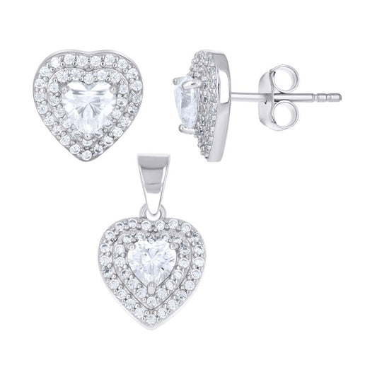 925 Sterling Silver Cz Set