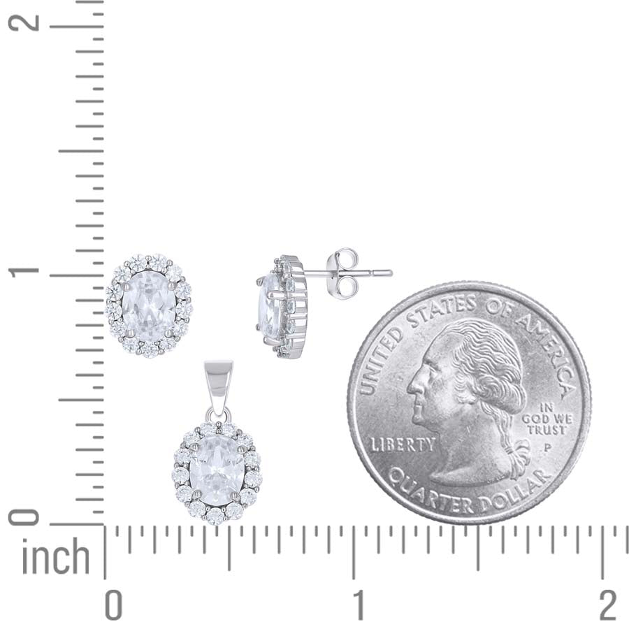 925 Sterling Silver Cz Set