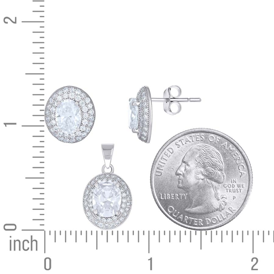 925 Sterling Silver Cz Set