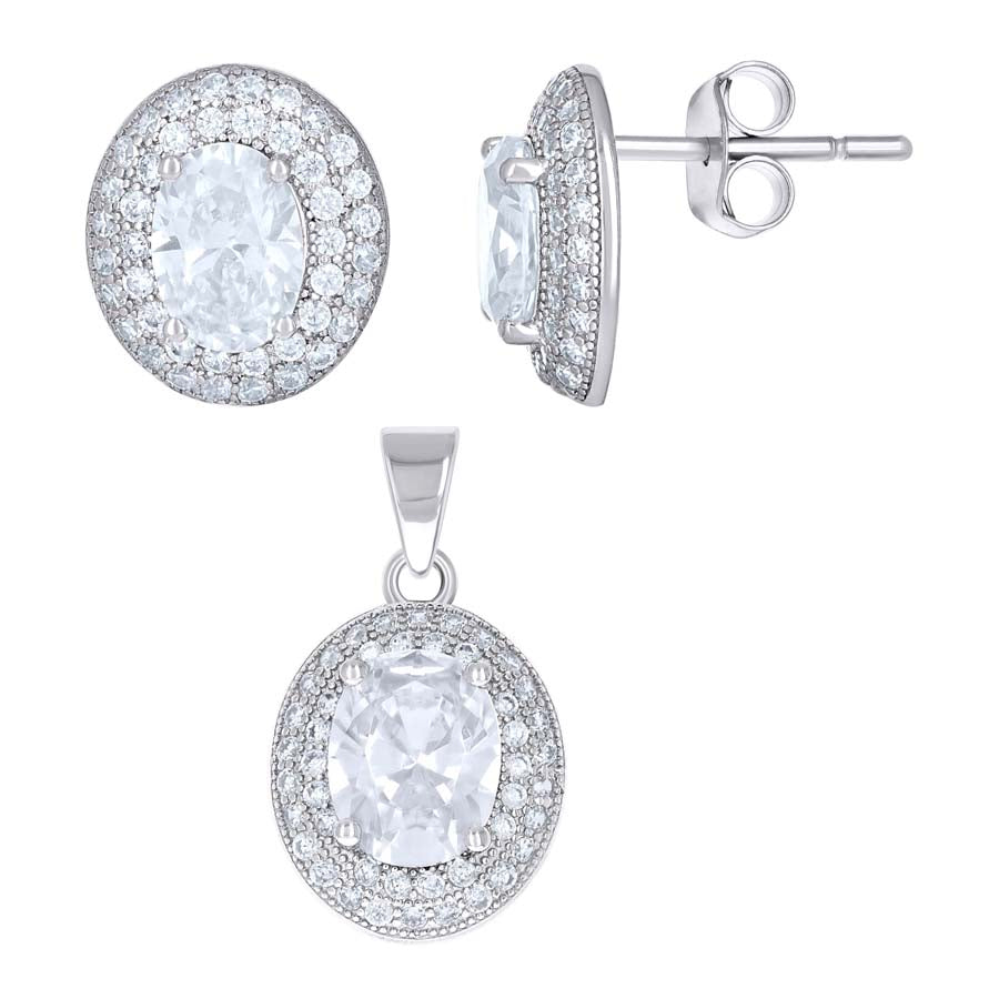 925 Sterling Silver Cz Set