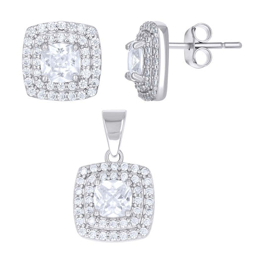 925 Sterling Silver Cz Set