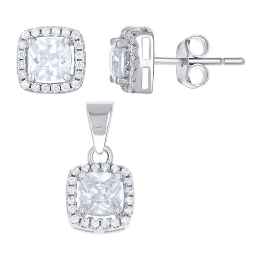 925 Sterling Silver Cz Set