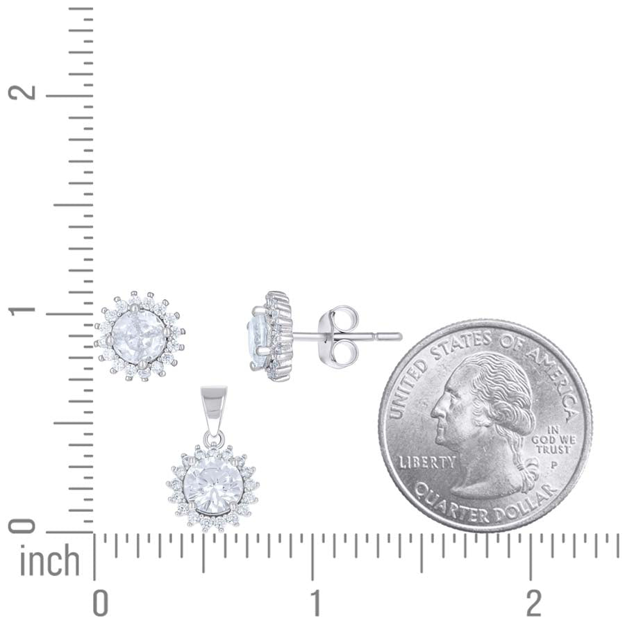925 Sterling Silver Cz Set