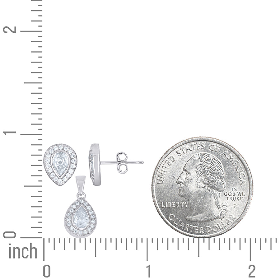 925 Sterling Silver Cz Set