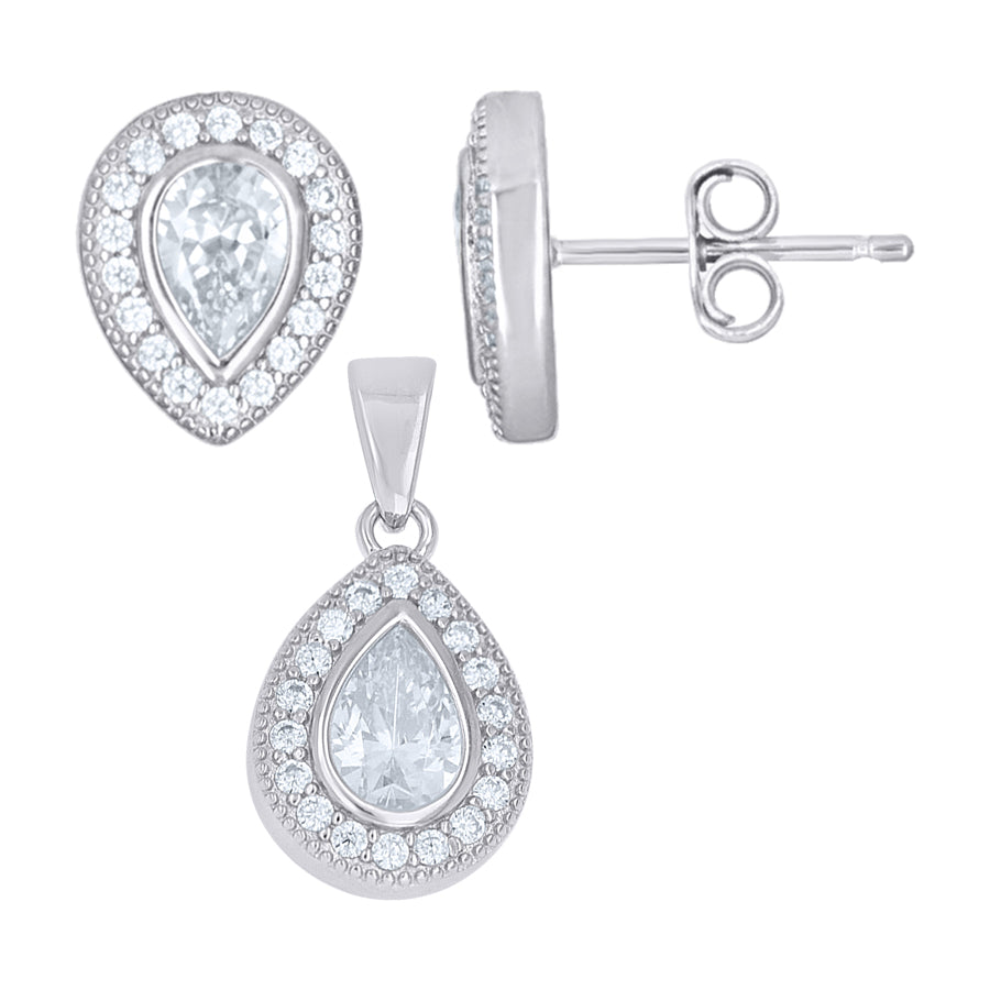 925 Sterling Silver Cz Set