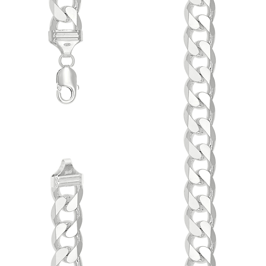 925 Sterling Silver Solid Classic Cuban Chain Silver 400 14mm