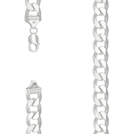 925 Sterling Silver Solid Classic Cuban Chain Silver 400 14mm