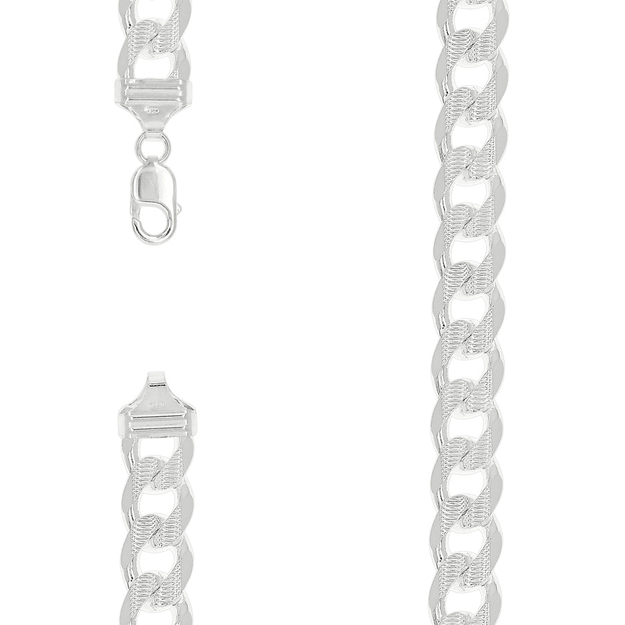 925 Sterling Silver Solid  Pave Classic Cuban Chain Silver 400 14mm