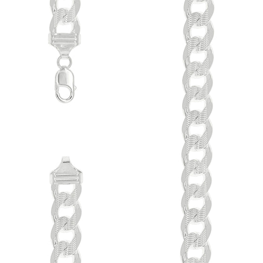925 Sterling Silver Solid  Pave Classic Cuban Chain Silver 400 14mm