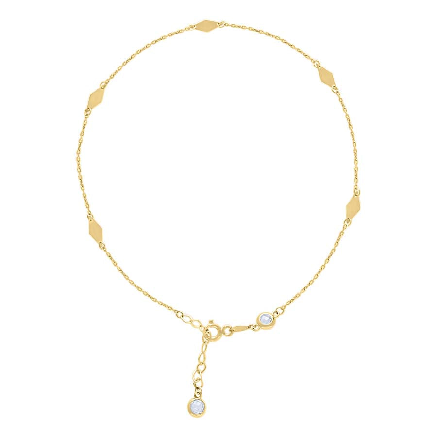10Kt Gold Anklet 10" (9"+1")