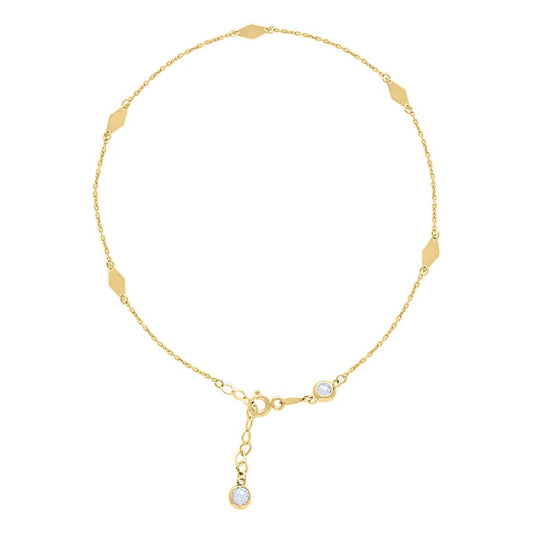 10Kt Gold Anklet 10" (9"+1")