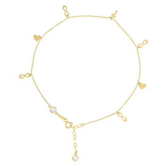 10Kt Gold Anklet 10" (9"+1")
