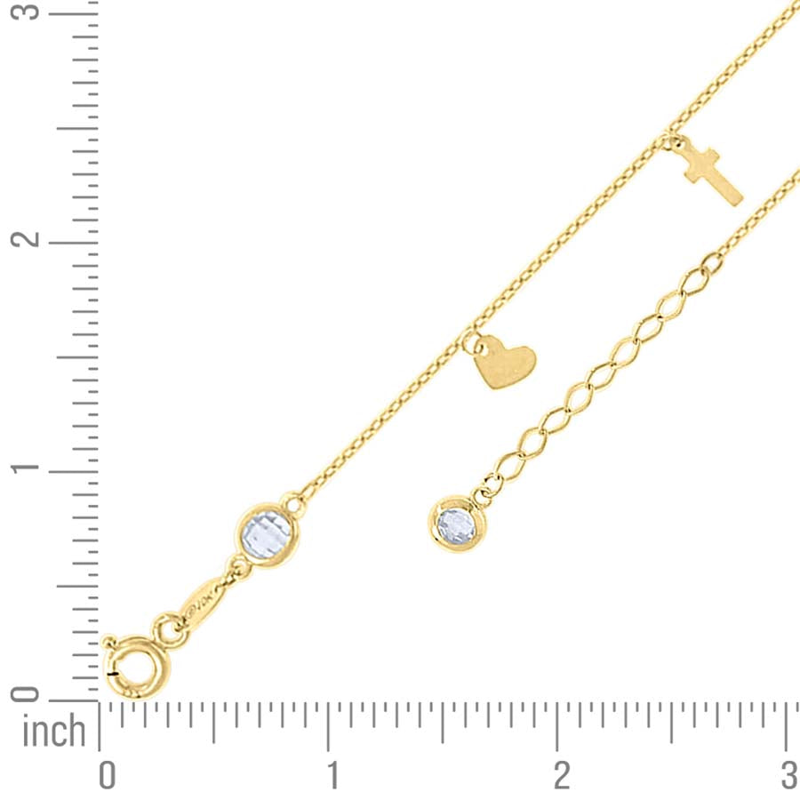 10Kt Gold Anklet 10" (9"+1")