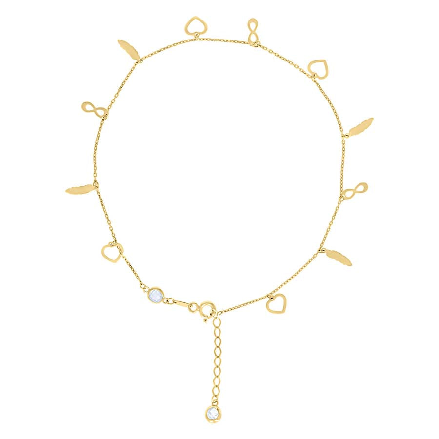 10Kt Gold Anklet 10" (9"+1")