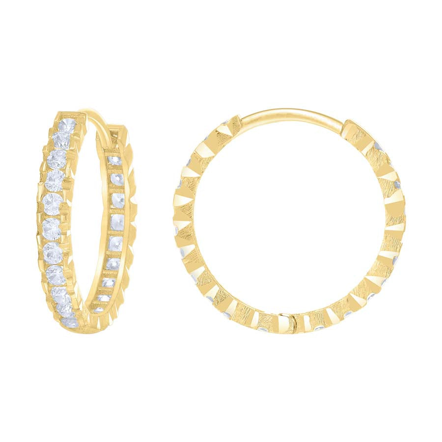 14Kt Gold Cz Hoop Earings