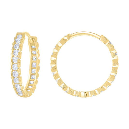 14Kt Gold Cz Hoop Earings