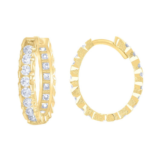 14Kt Gold Cz Hoop Earings