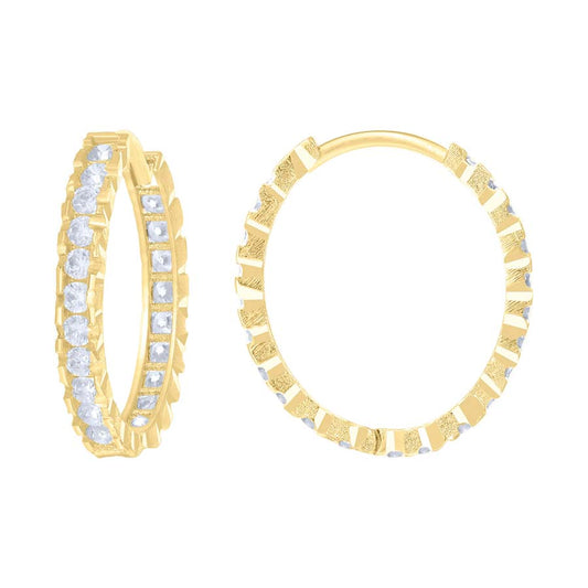 14Kt Gold Cz Hoop Earings