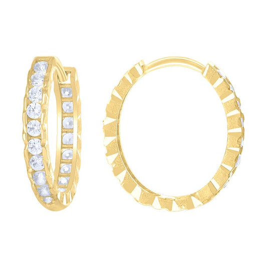 10Kt Gold Cz Hoop Earring