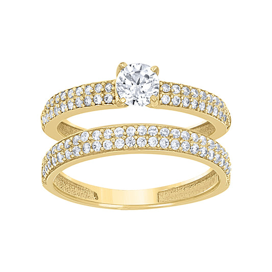 14Kt Gold Cz Duo Ring S7