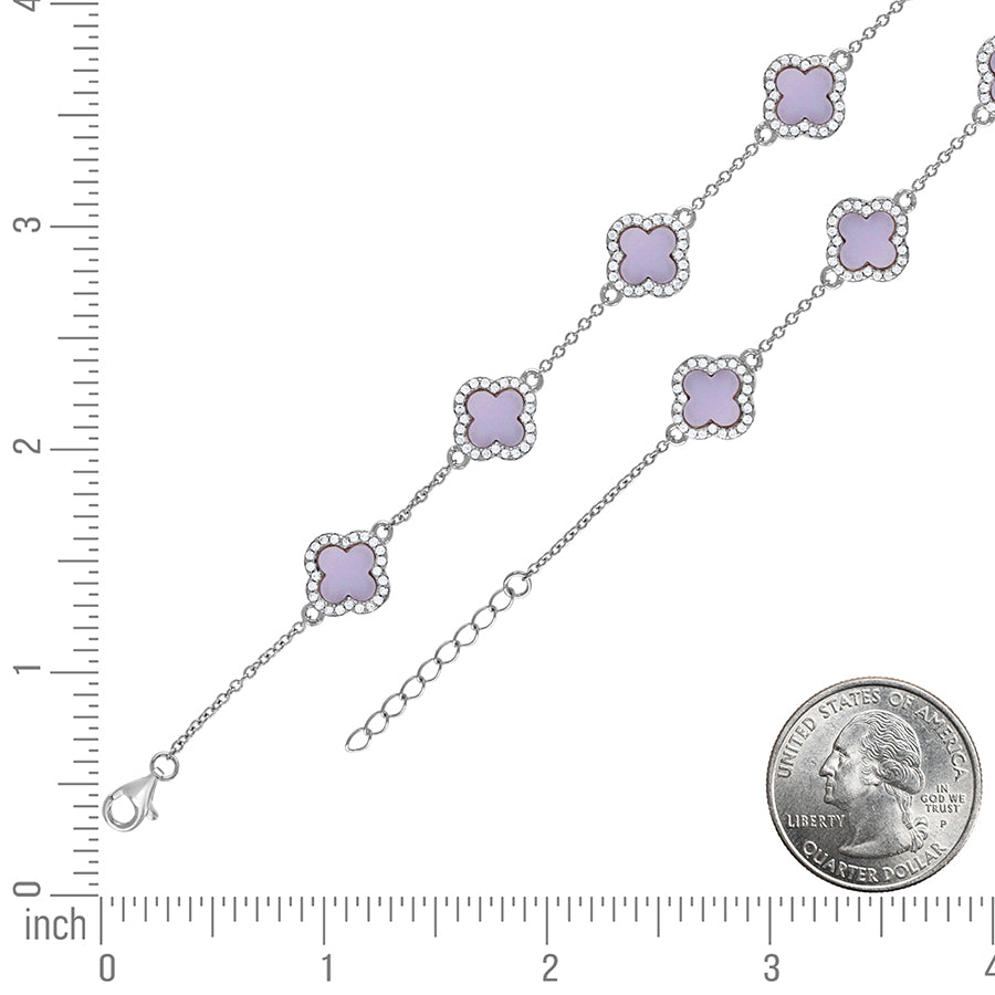 925 Sterling Silver Cz Bracelet 8" (7"+1")