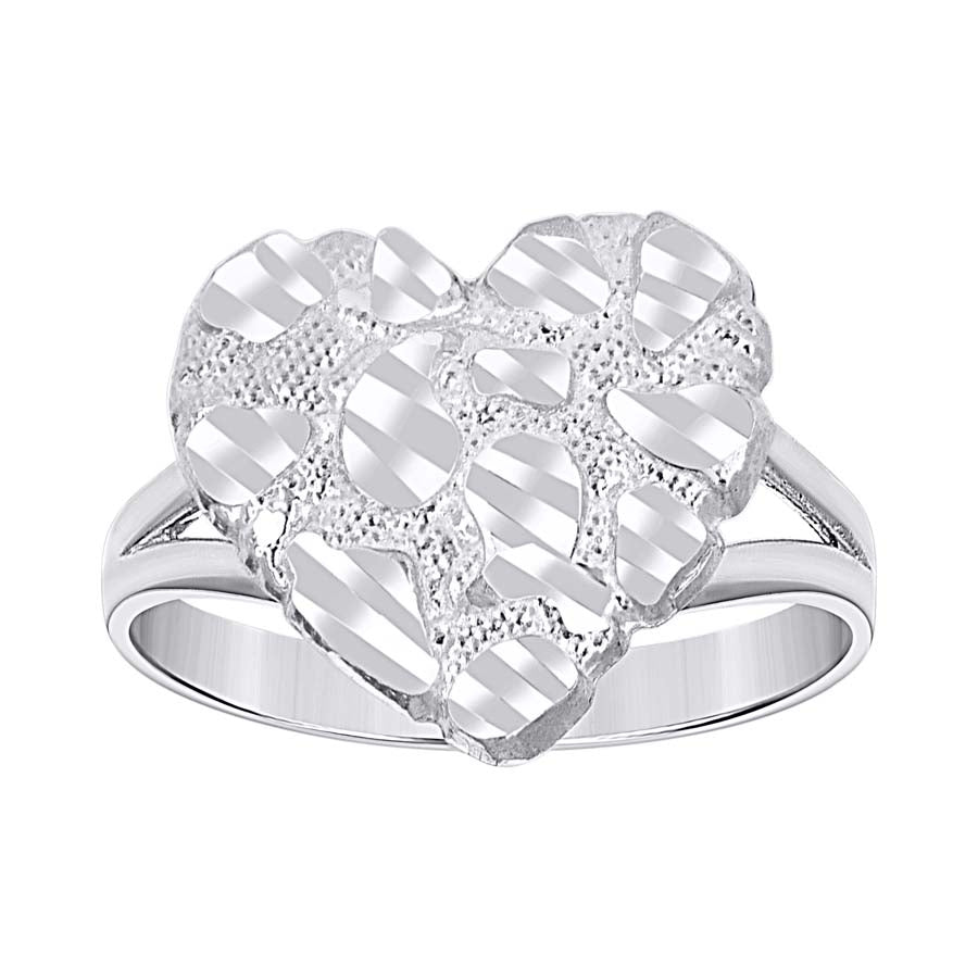 925 Sterling Silver Heart Nugget Ring