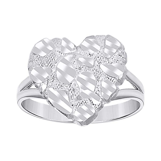 925 Sterling Silver Heart Nugget Ring