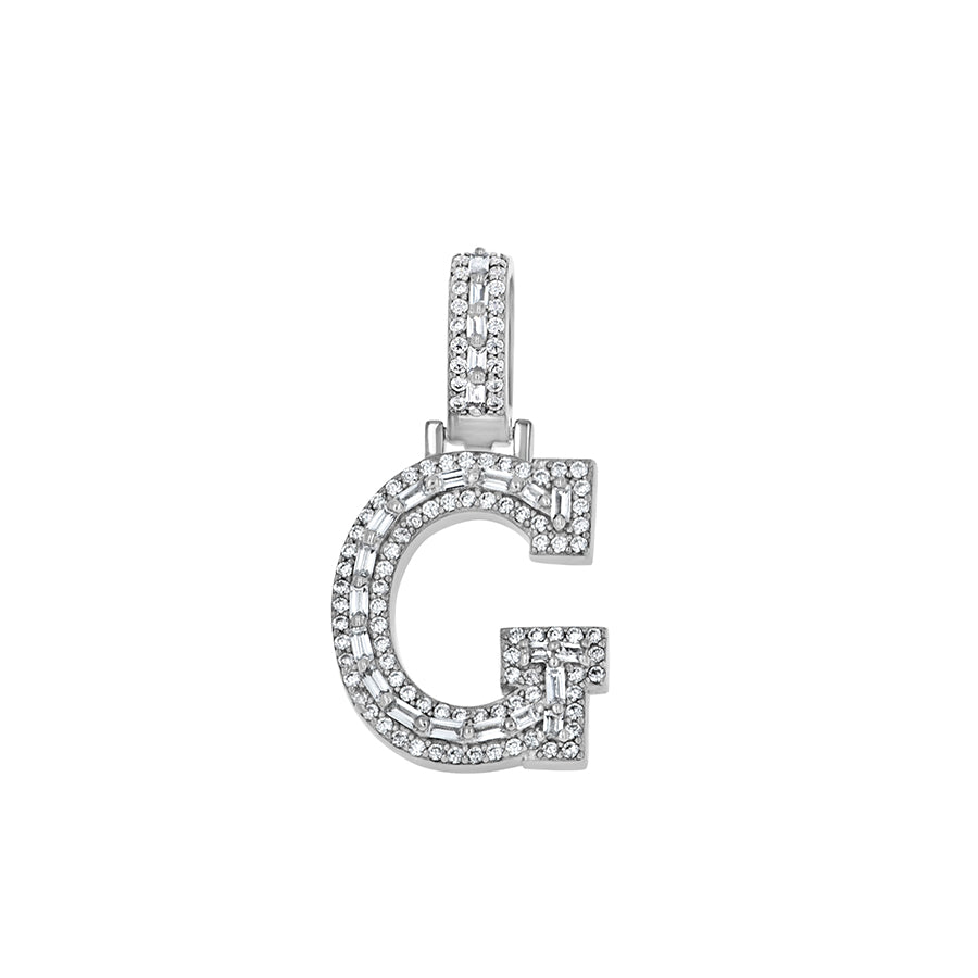 925 Sterling Silver Cz Initial Letter Pendant "G"