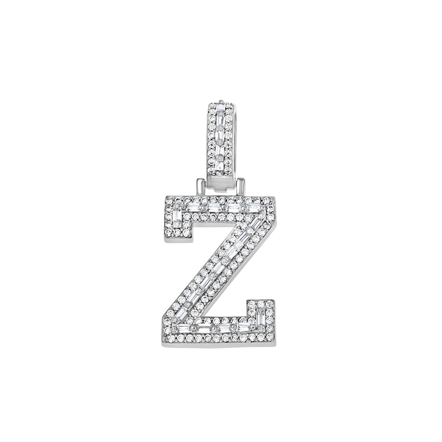 925 Sterling Silver Cz Initial Letter Pendant "Z"