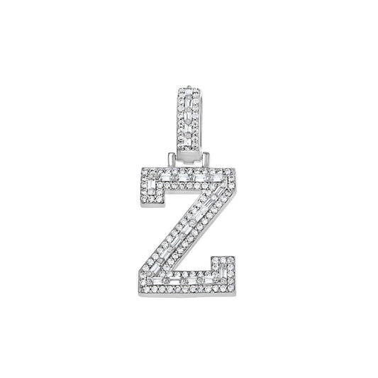 925 Sterling Silver Cz Initial Letter Pendant "Z"