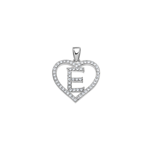925 Sterling Silver Cz Initial Letter Pendant "E"