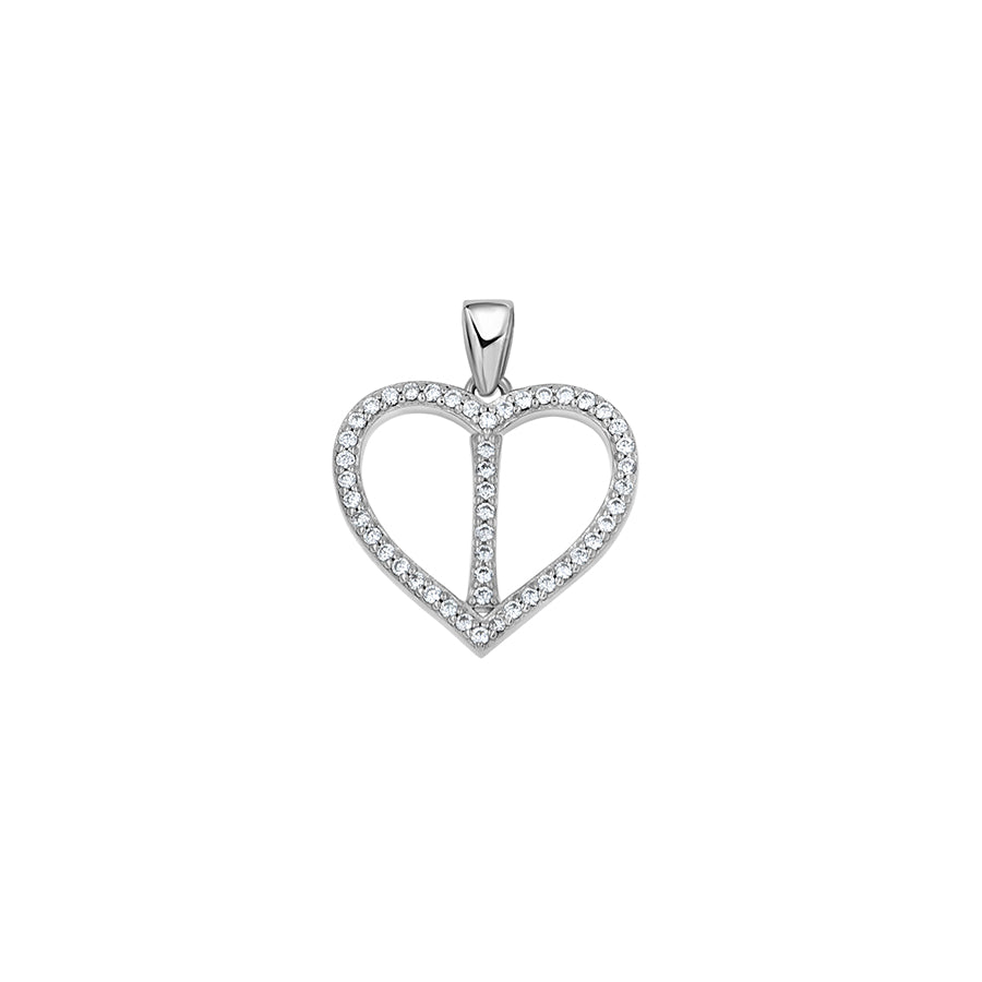 925 Sterling Silver Cz Initial Letter Pendant "I"