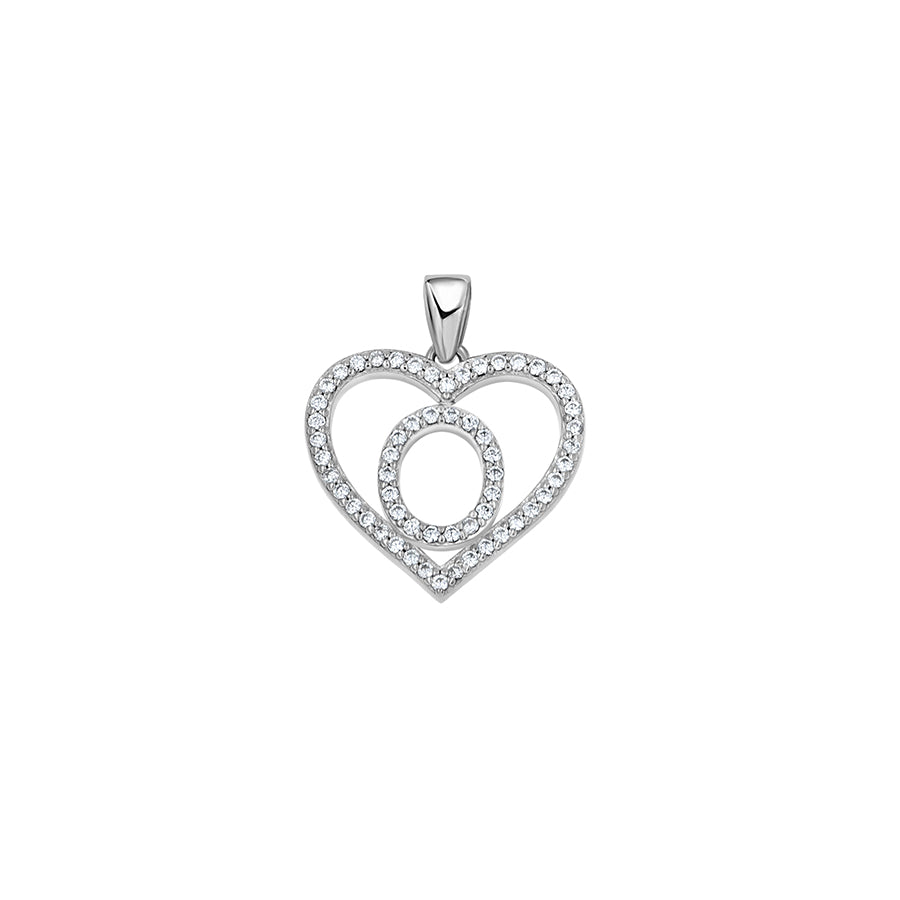 925 Sterling Silver Cz Initial Letter Pendant "O"