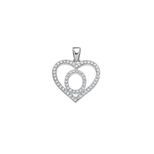 925 Sterling Silver Cz Initial Letter Pendant "O"