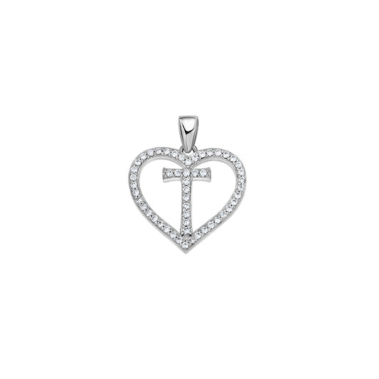 925 Sterling Silver Cz Initial Letter Pendant "T"