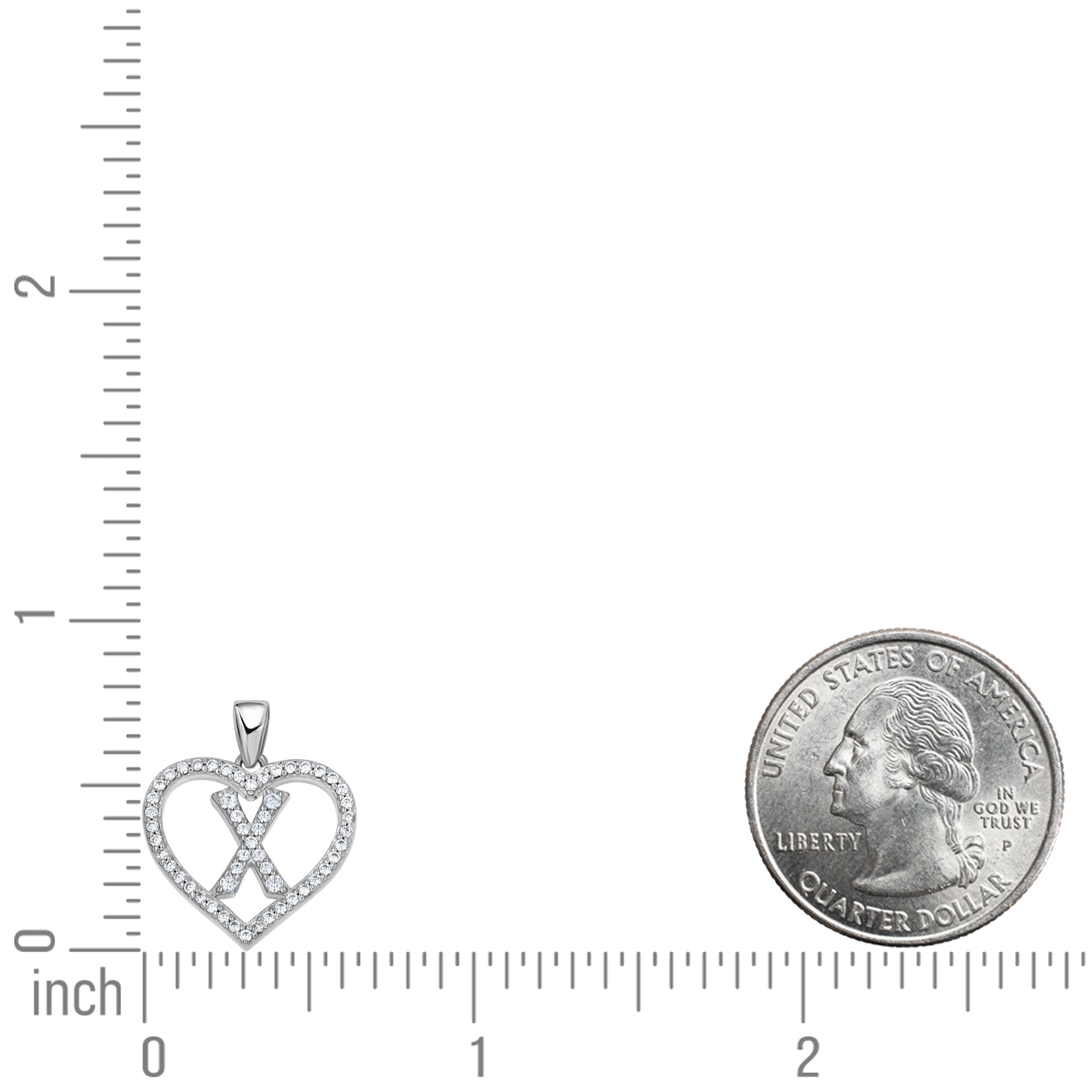 925 Sterling Silver Cz Initial Letter Pendant "X"