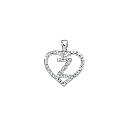 925 Sterling Silver Cz Initial Letter Pendant "Z"