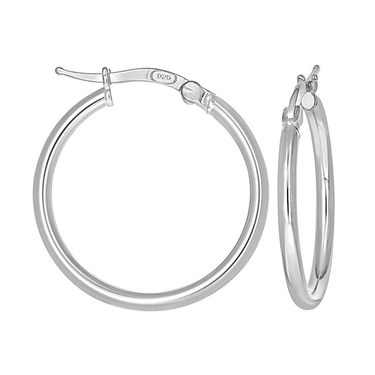925 Sterling Silver Tube Hoop Earrings 2mm-20
