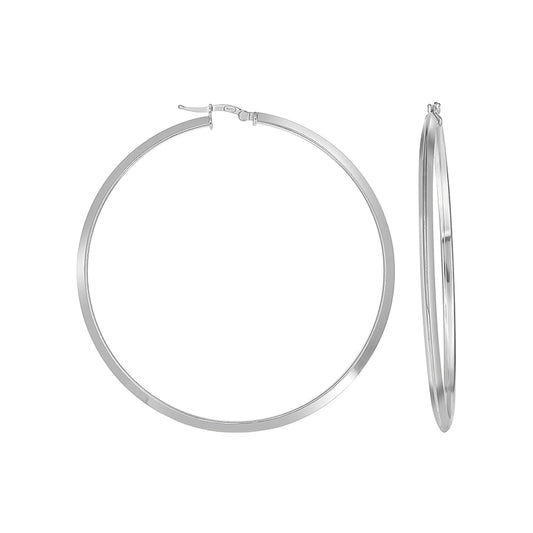 925 Silver Triangle Hoop Earrings 3mm-60-Silver
