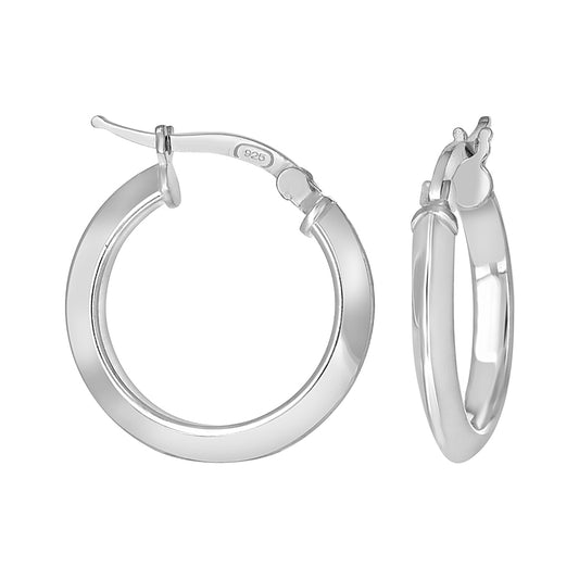 925 Silver Triangle Hoop Earrings 3mm-15